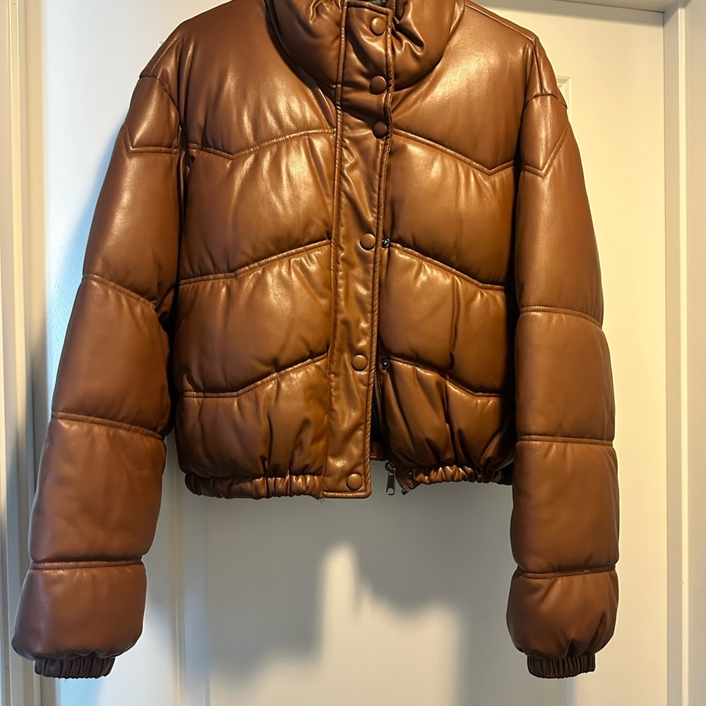 Zara Women's Brown Puffer Jacket - Picture 2 of 5